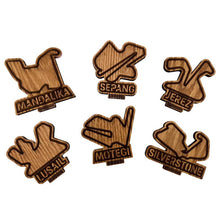 Load image into Gallery viewer, MotoGP Iconic Race Tracks with Stand (Red Oak Veneer Coasters)