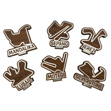 Load image into Gallery viewer, MotoGP Iconic Race Tracks with Stand (Walnut Veneer Coasters with Steel Inlay)