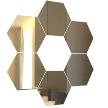 Load image into Gallery viewer, Gold Hexagon Mirror Tiles Décor - Self Adhesive- 20cm - Large - 6-Pack