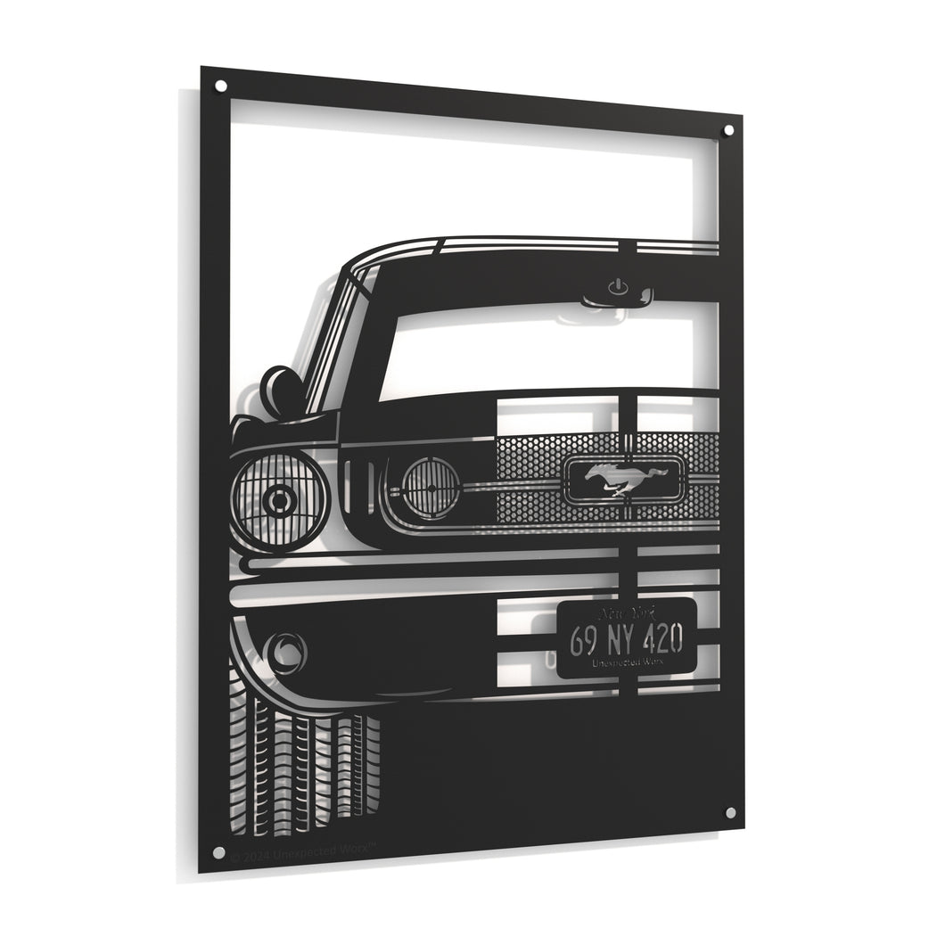 1967 Ford Mustang Fastback - Raised Metal Wall Art - 80x60cm