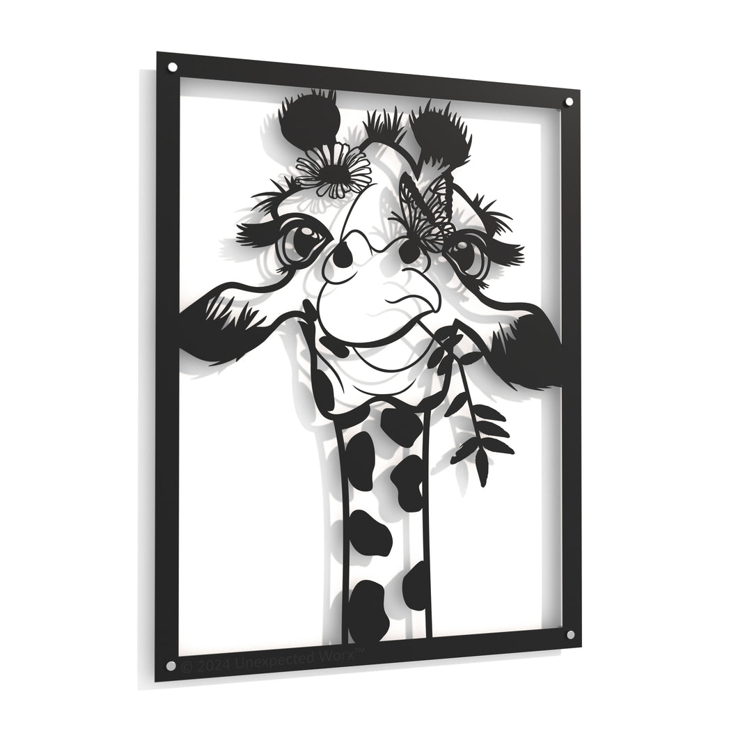 Happy Giraffe - Raised Metal Wall Art - 80x60cm