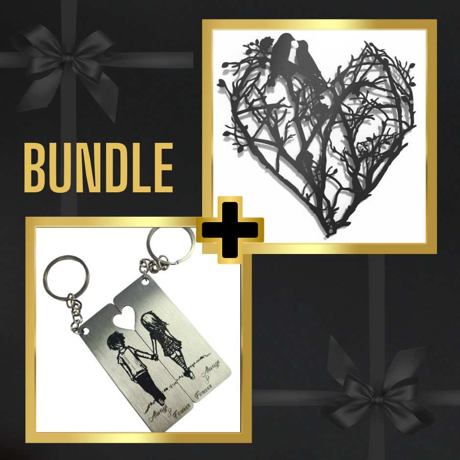 BUNDLE - Ivy Heart Wall Art + Couples Keyring Gift Box Set