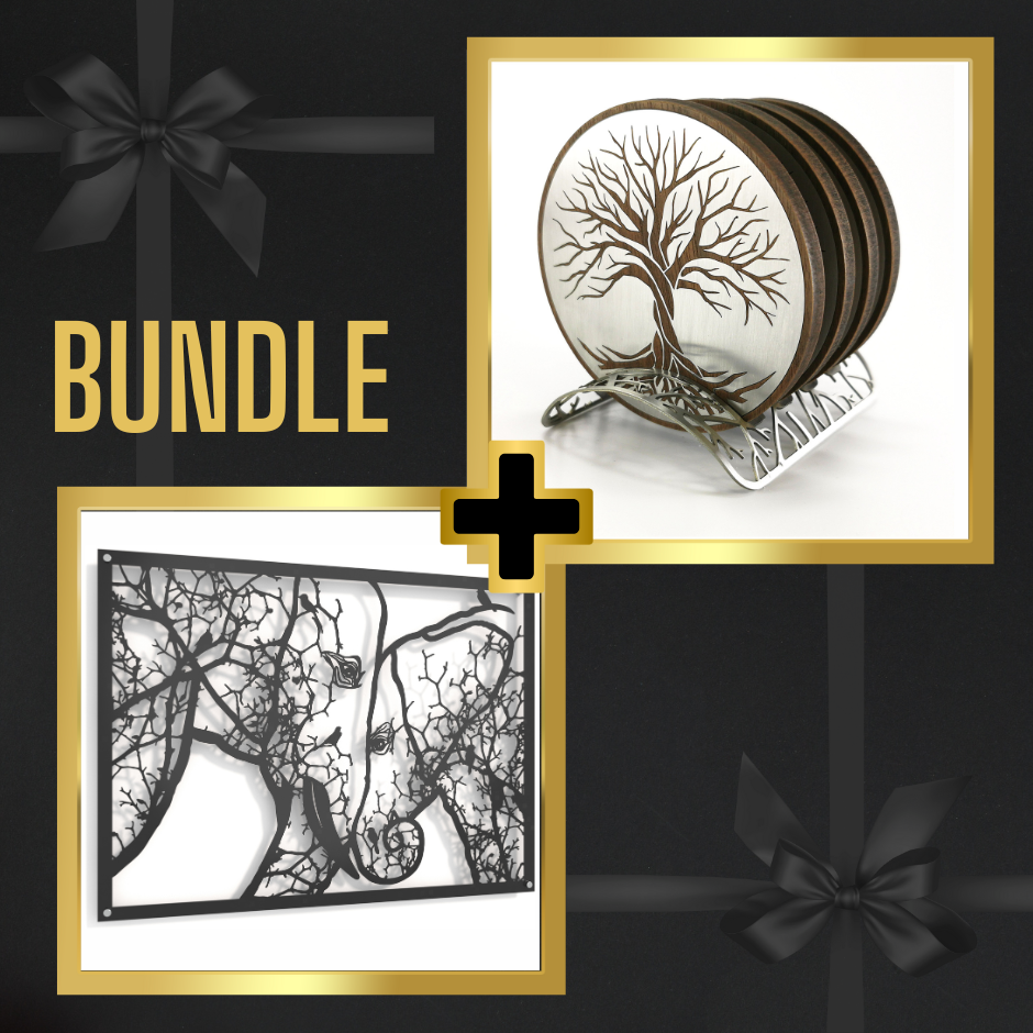 BUNDLE - Mothers Warmth Metal Wall Art + Tree of Life Coasters