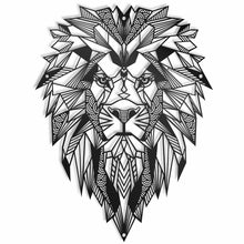 Load image into Gallery viewer, Geometric Lion Majesty - Satin Black Metal Wall Art Decor - 78x59cm
