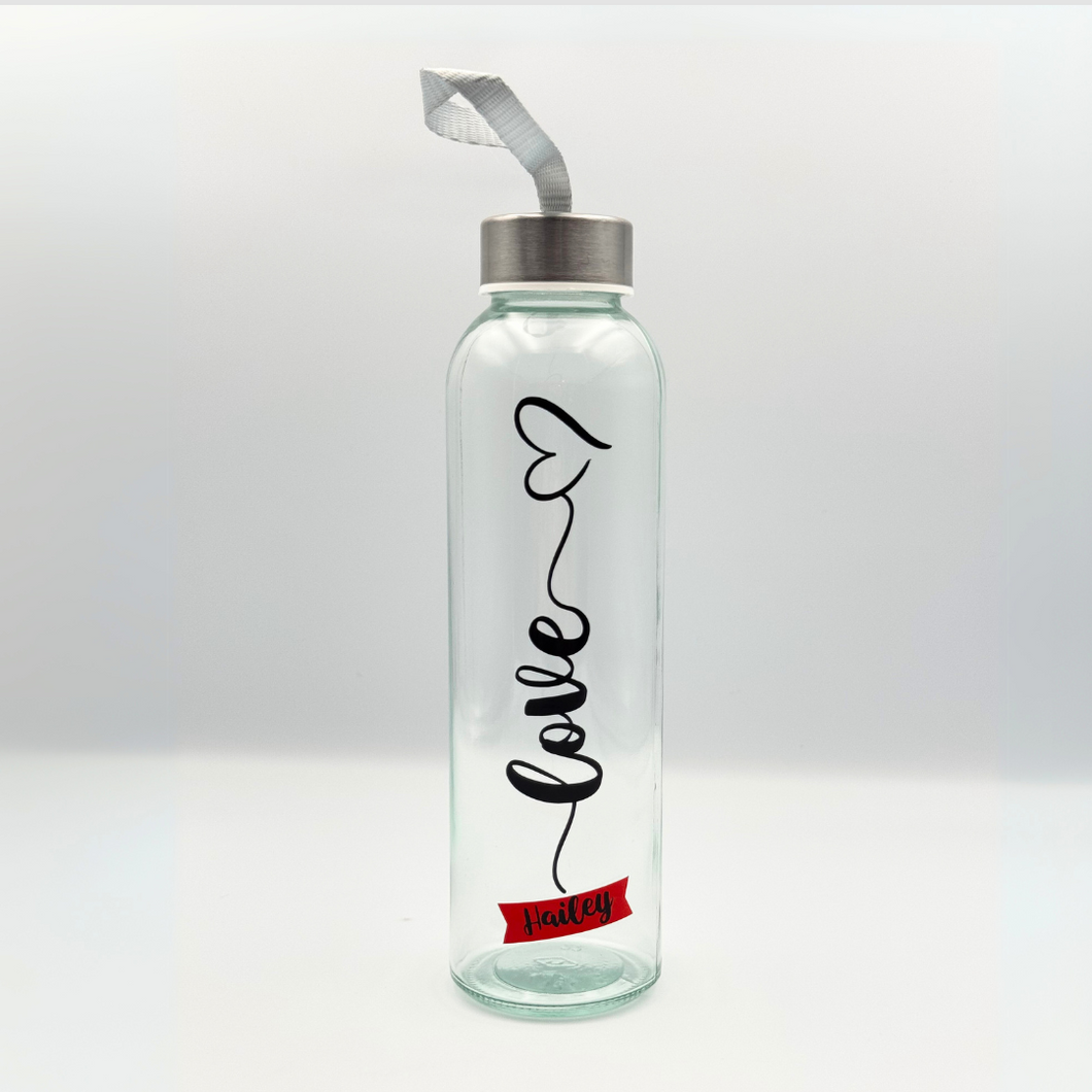 Personalized 500ml Glass Water Bottle LOVE Edition