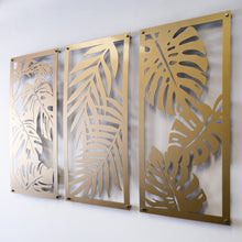 Load image into Gallery viewer, Golden Tropical Leaves Metal Wall art
