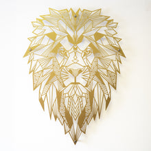 Load image into Gallery viewer, Metallic Gold - Geometric Lion Majesty  - Raised Metal Wall Art - 78x58cm
