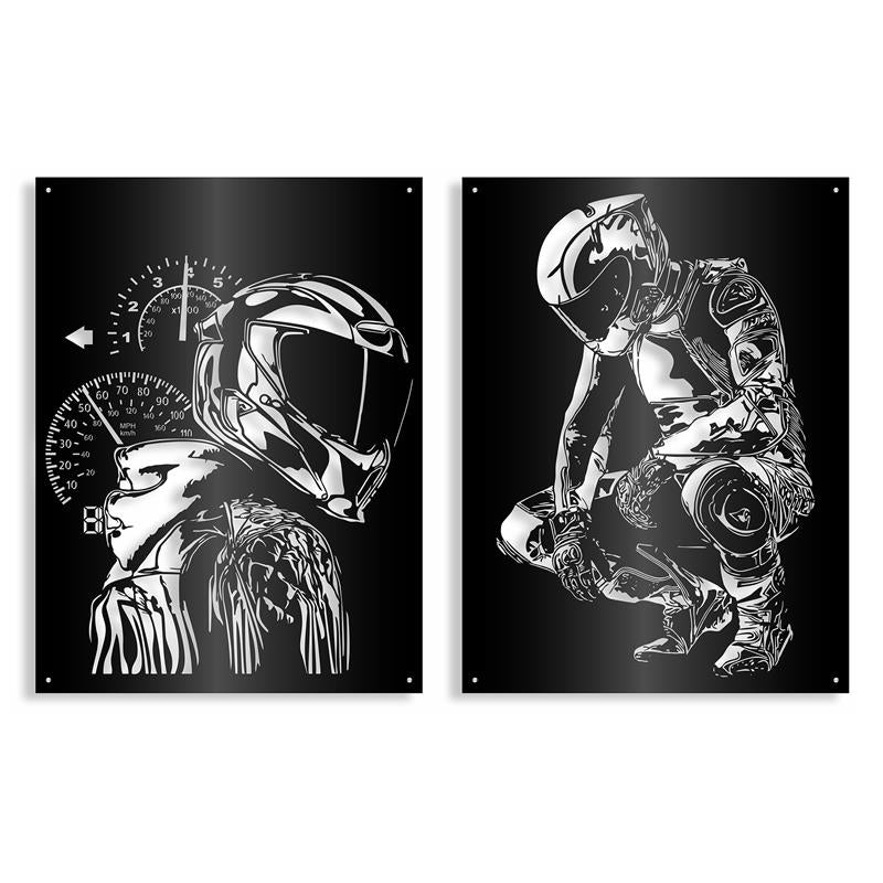 Race Rituals (Pair) - Raised Metal Wall Art - 122.5x80cm