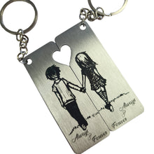 Load image into Gallery viewer, Girl + Boy Couples Stainless Steel Keyrings - By Unexpected Worx
