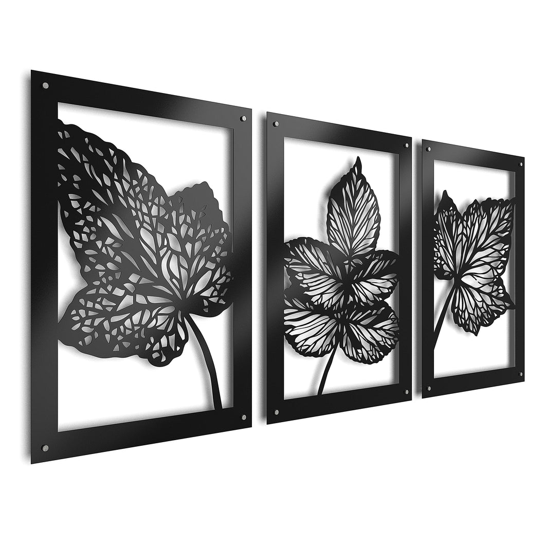 Very Leafy Black Raised Metal Wall Art Home Décor