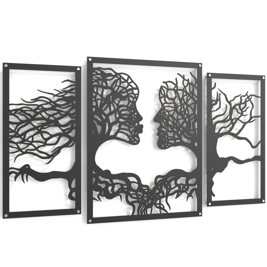 Tree of Love Wall Art - Metal In Satin Black Finish