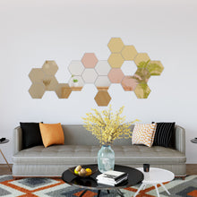 Load image into Gallery viewer, Hexagon Mirror Tiles Décor - Gold - Self Adhesive- 20cm - Large - 6-Pack
