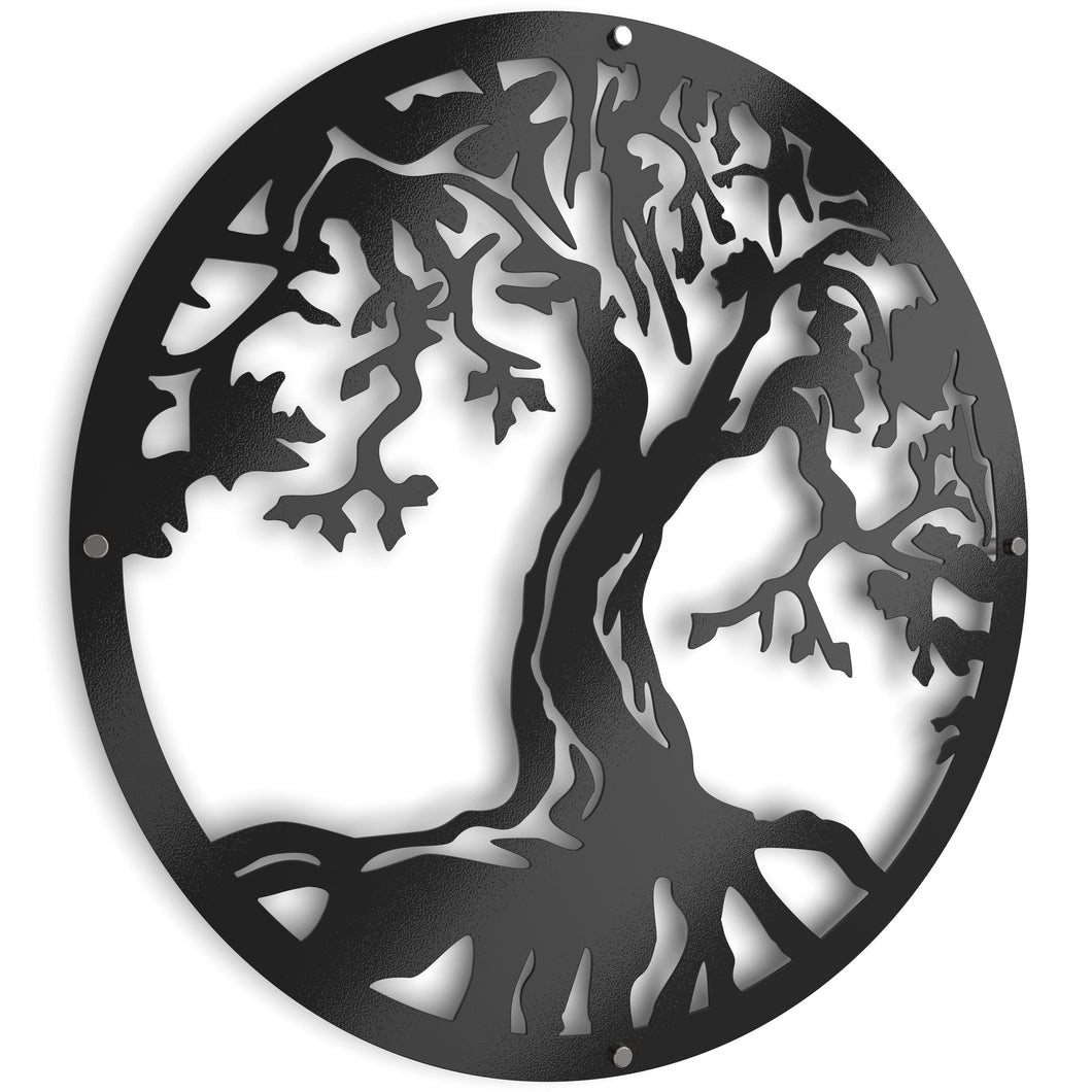 Tree of Life Wall Art 3 - Metal In Satin Black Finish