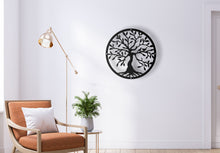 Load image into Gallery viewer, Tree of Life Wall Art 2 - Metal In Satin Black Finish - By Unexpected Worx
