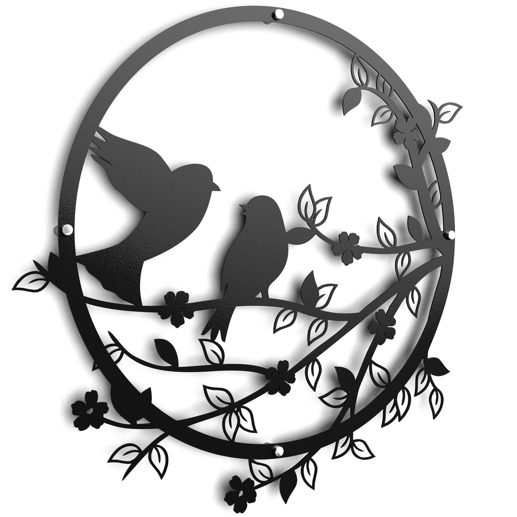 Tweety Birds Wall Art - Metal in Satin Black